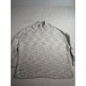 Pure Jill 2X Sweater Knit Pullover Mock Neck Gray White Womens Plus‎ Size